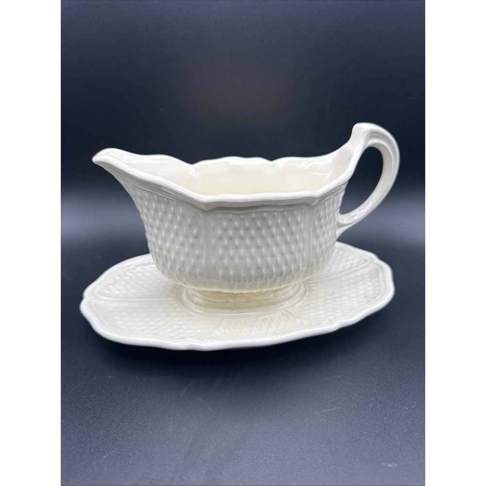 Gien Gravy Boat Pont Aux Choux Faience w Underplate‎ France Sauce Server AS IS